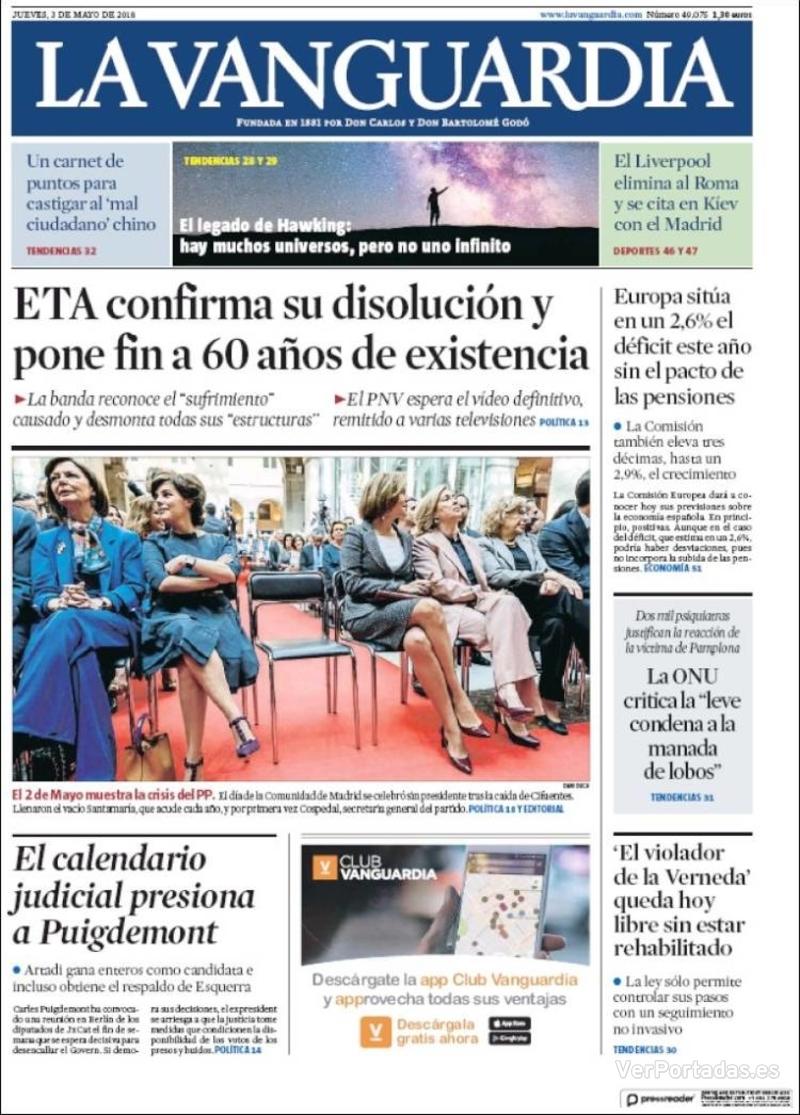 Portada El Correo 2018-05-03