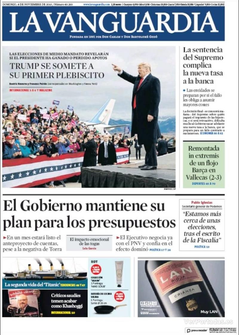 Portada La Vanguardia 2018-11-05