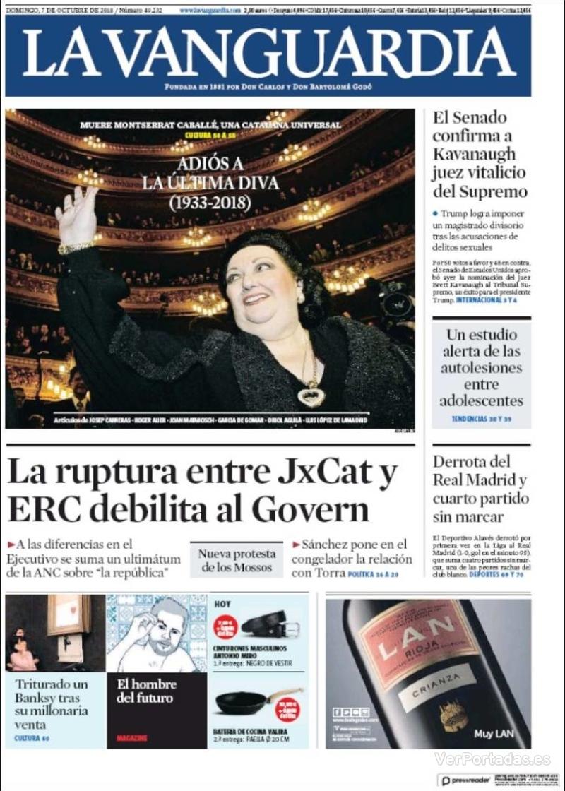 Portada La Vanguardia 2018-10-08