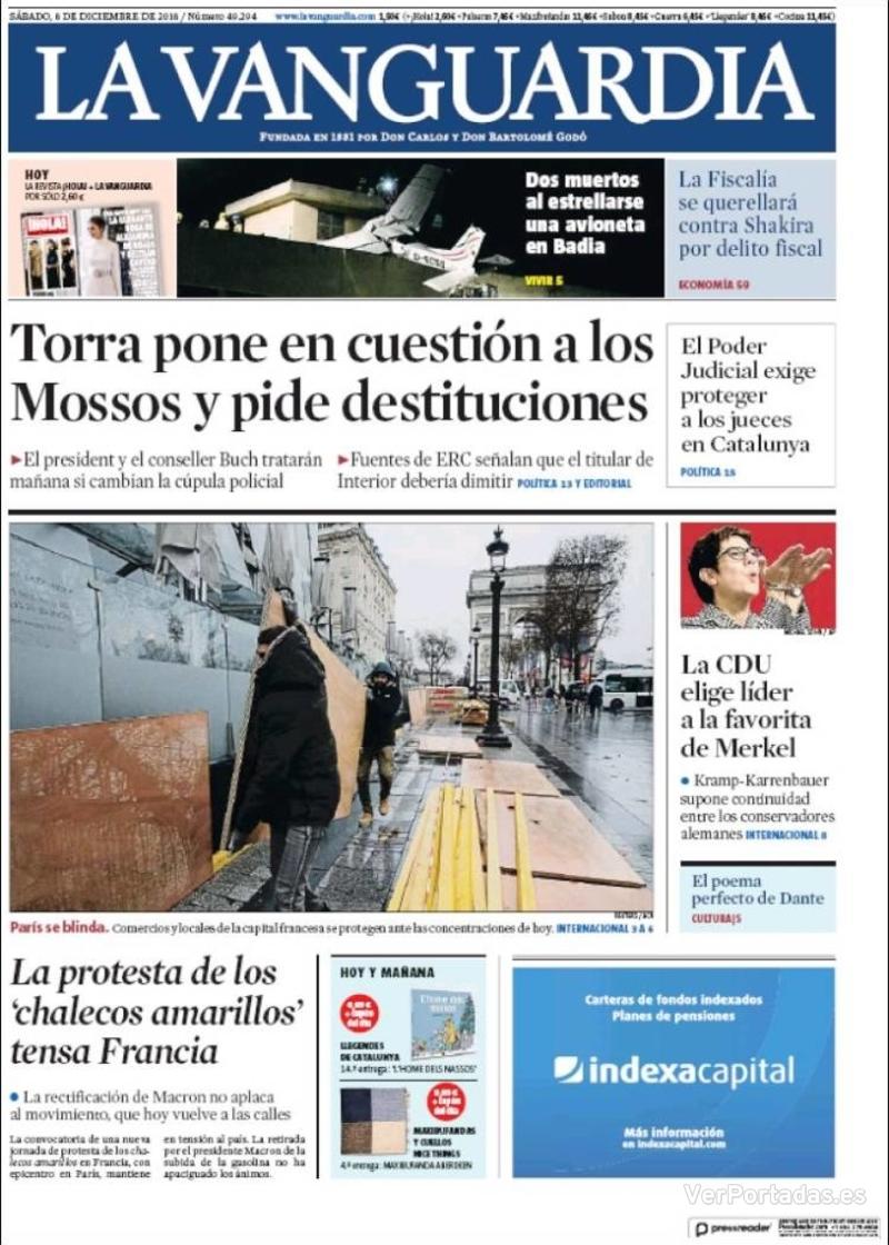 Portada La Vanguardia 2018-12-09