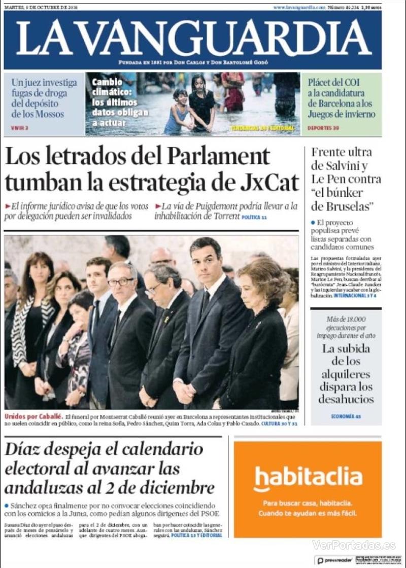 Portada La Vanguardia 2018-10-10