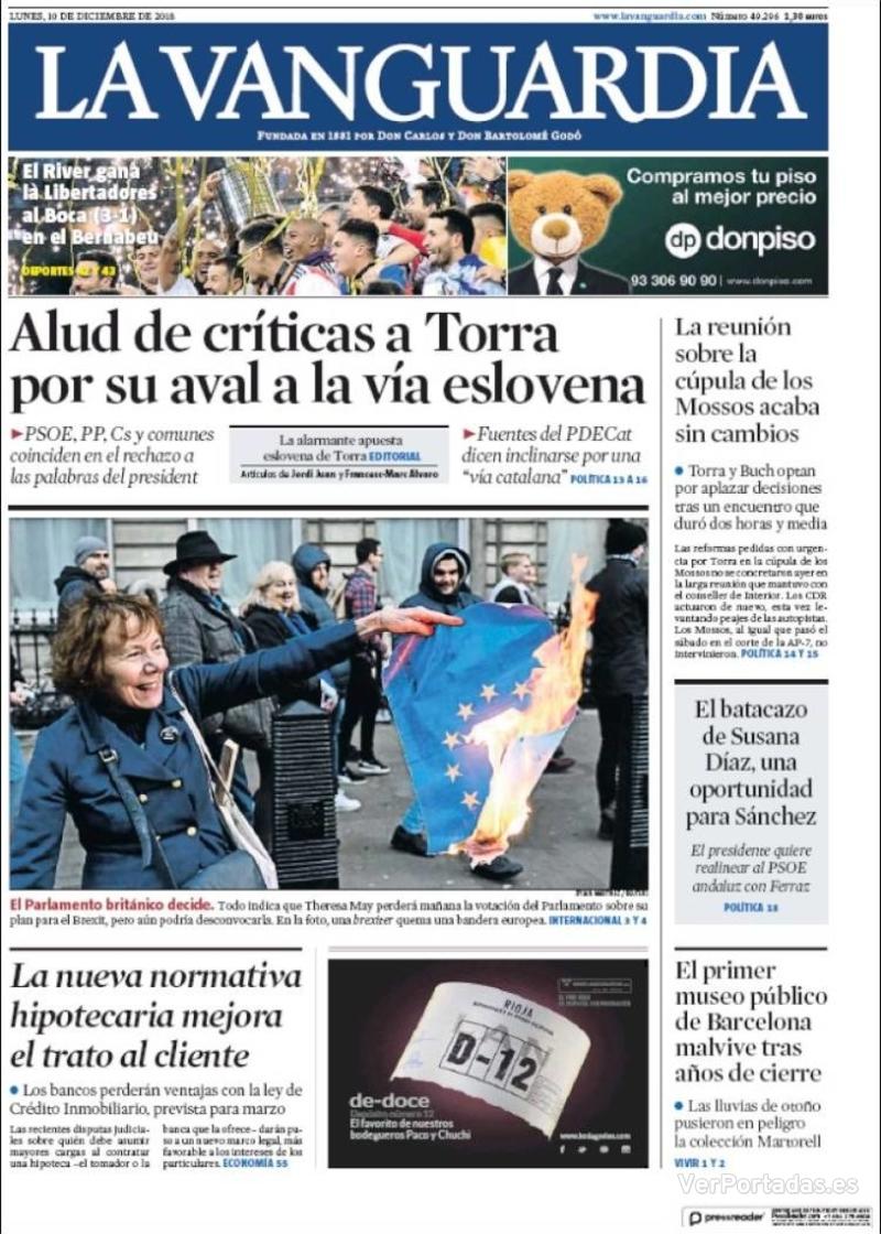 Portada La Vanguardia 2018-12-11