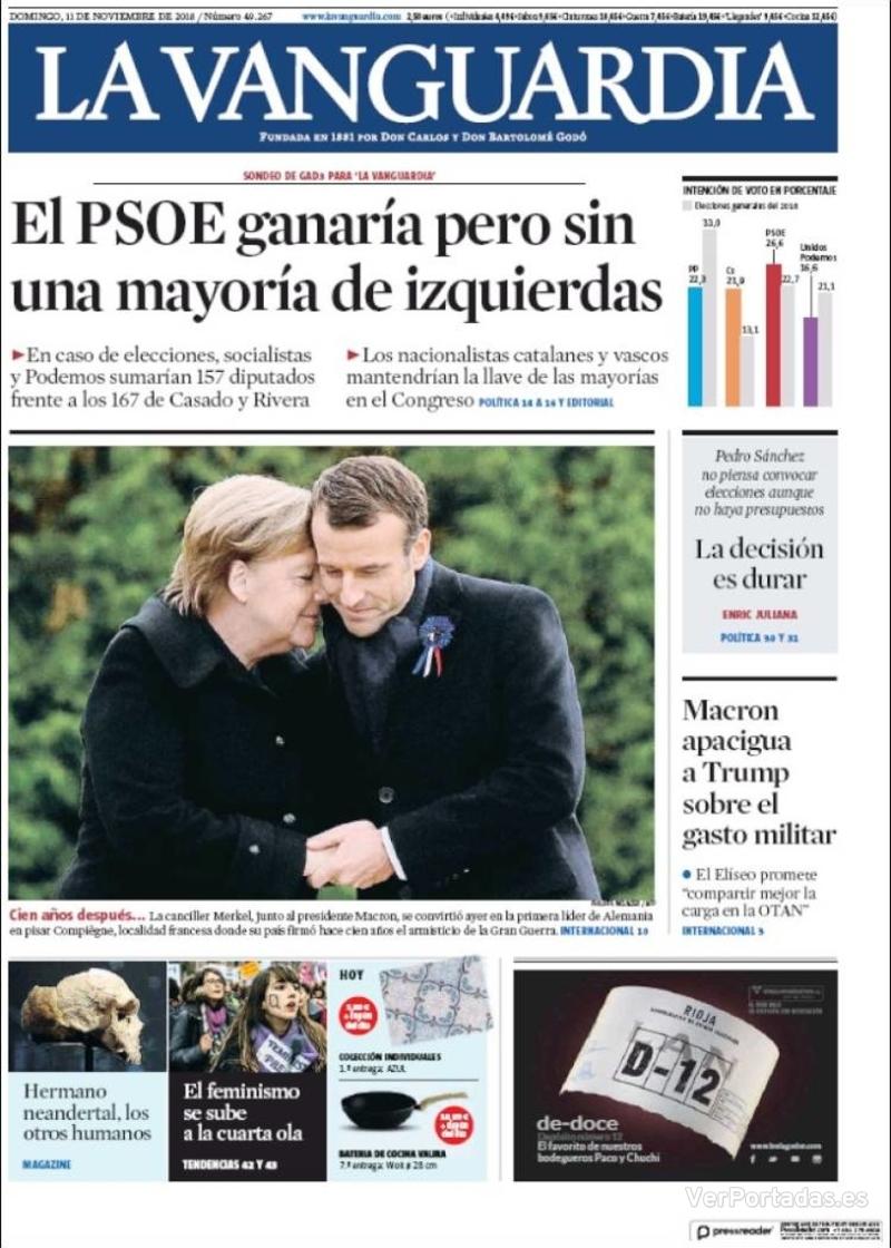 Portada La Vanguardia 2018-11-12