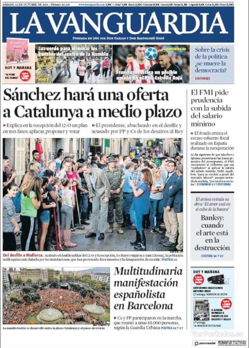 Portada La Vanguardia 2018-10-14