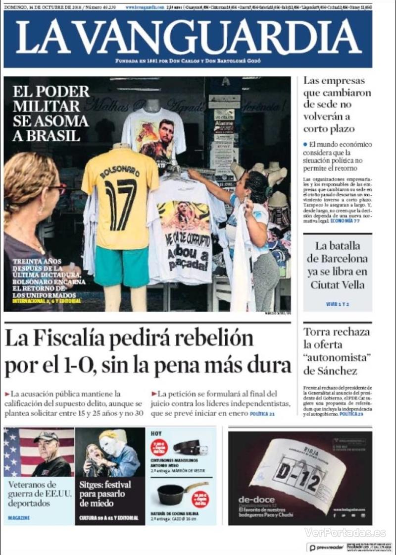 Portada La Vanguardia 2018-10-15