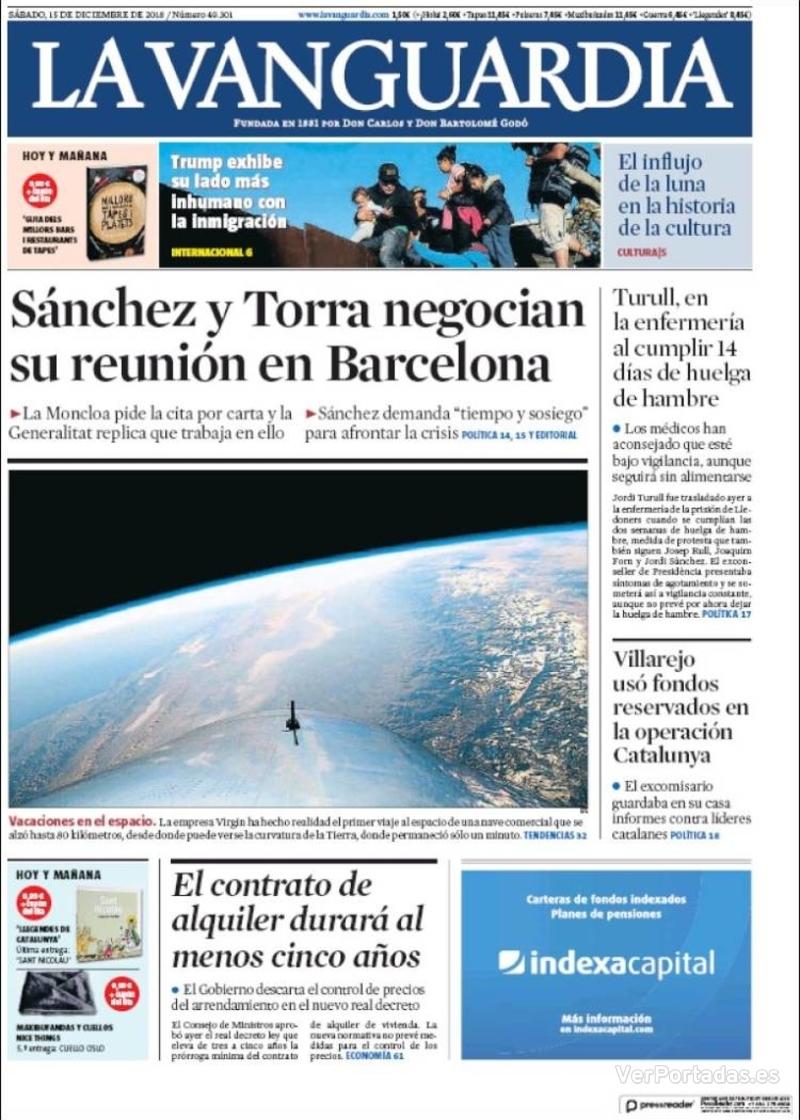 Portada La Vanguardia 2018-12-16