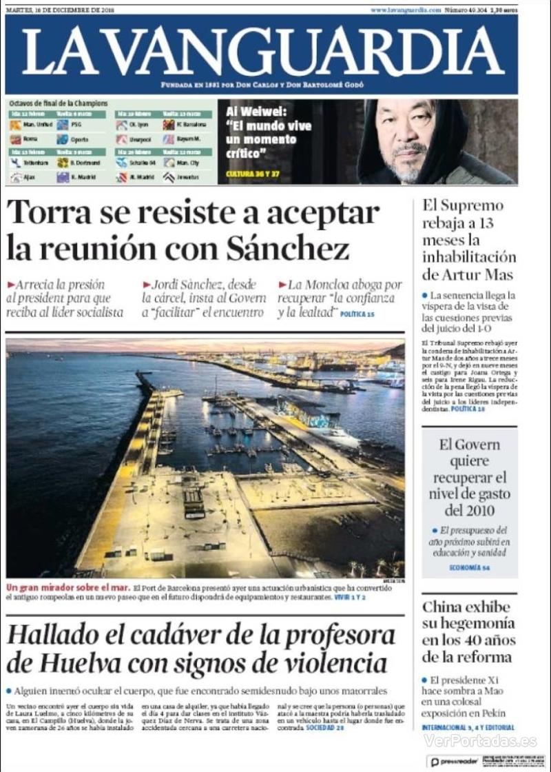 Portada La Vanguardia 2018-12-19