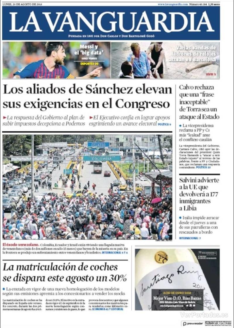 Portada El Correo 2018-08-20