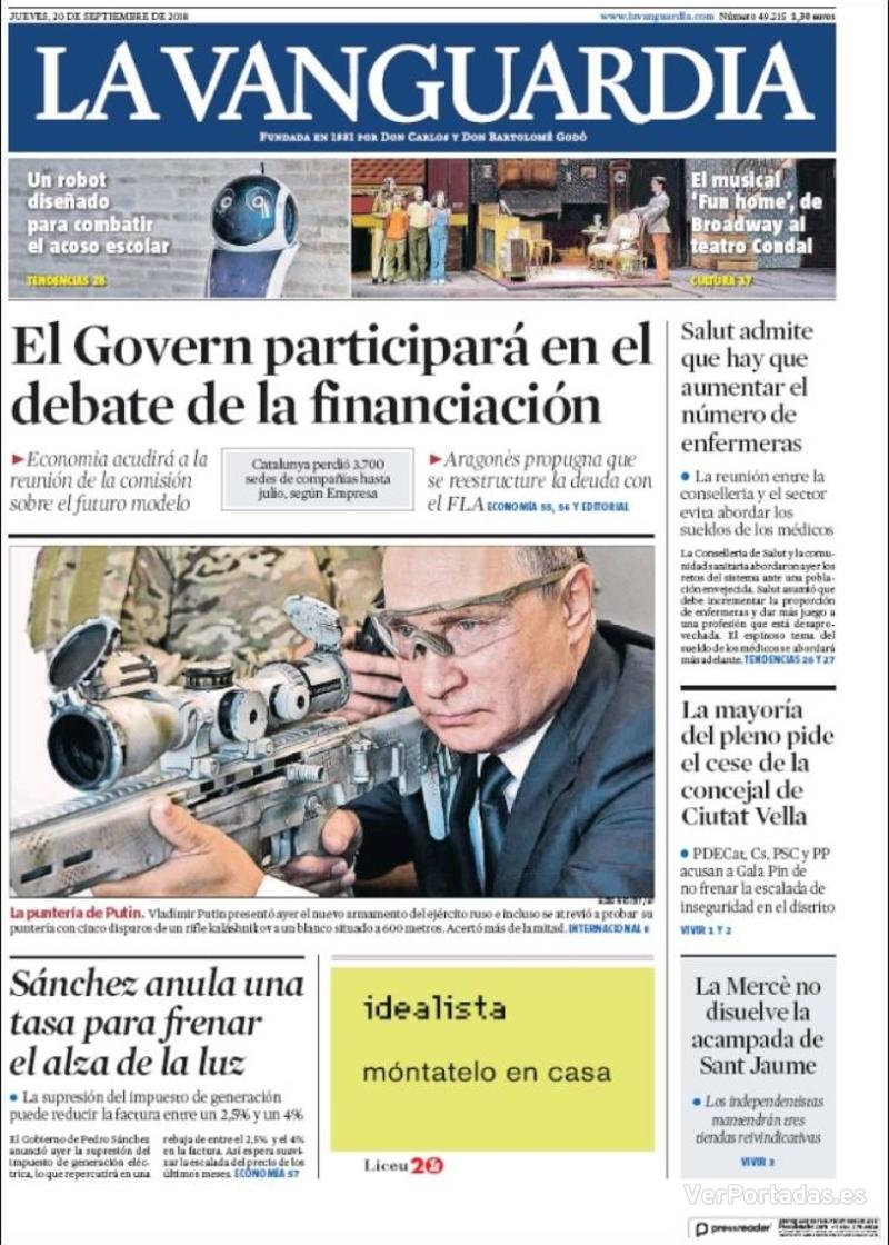 Portada El Correo 2018-09-20