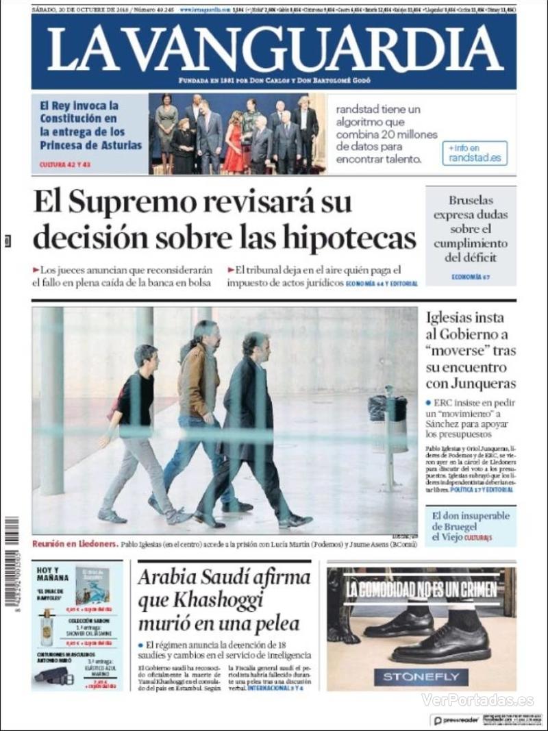 Portada La Vanguardia 2018-10-21