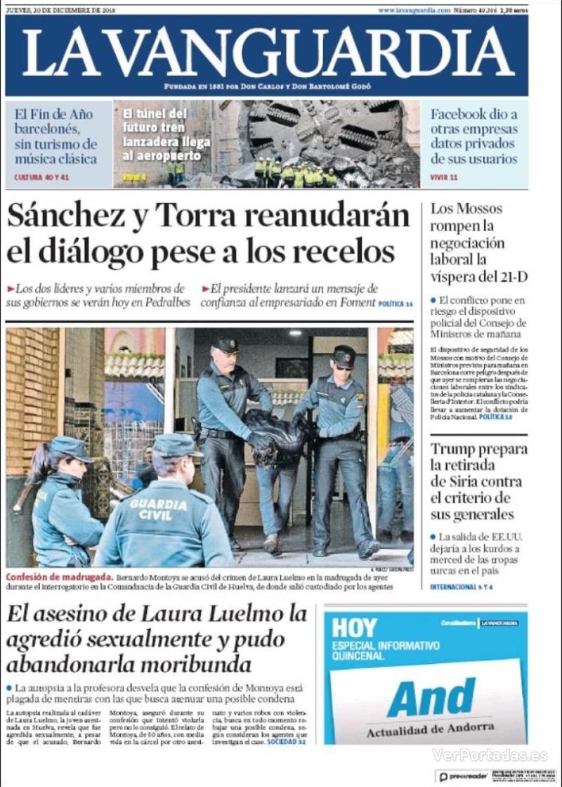 Portada La Vanguardia 2018-12-21
