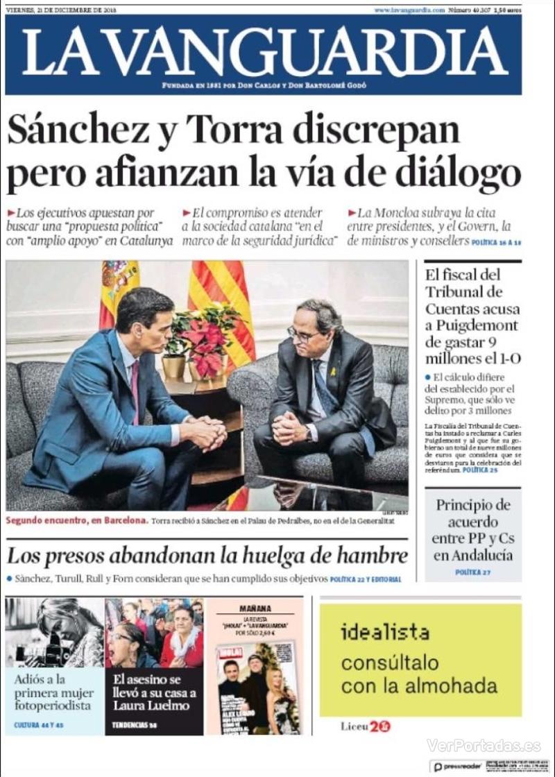 Portada La Vanguardia 2018-12-22