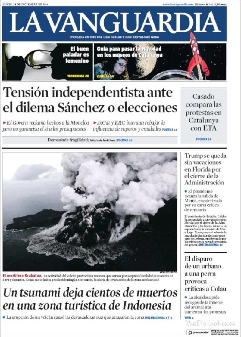 Portada La Vanguardia 2018-12-25