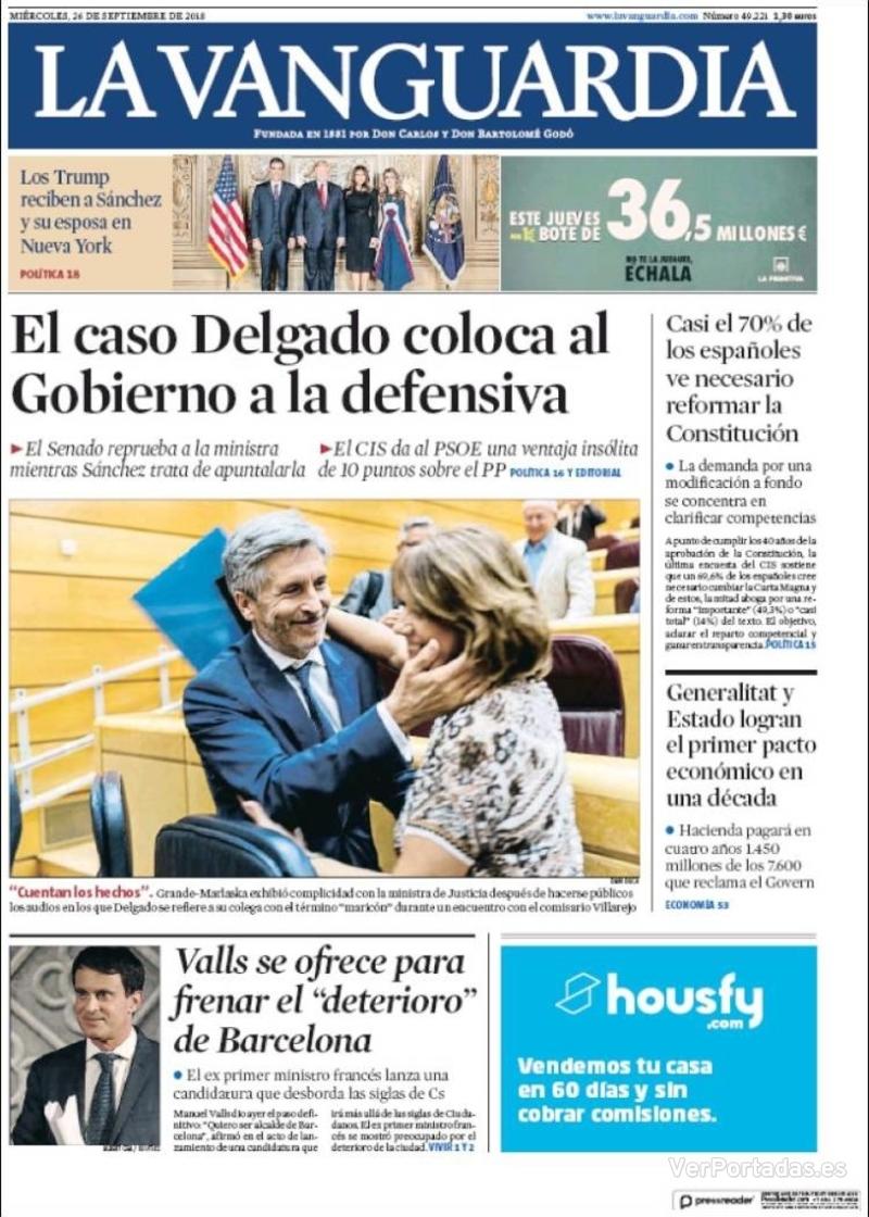 Portada La Vanguardia 2018-09-27