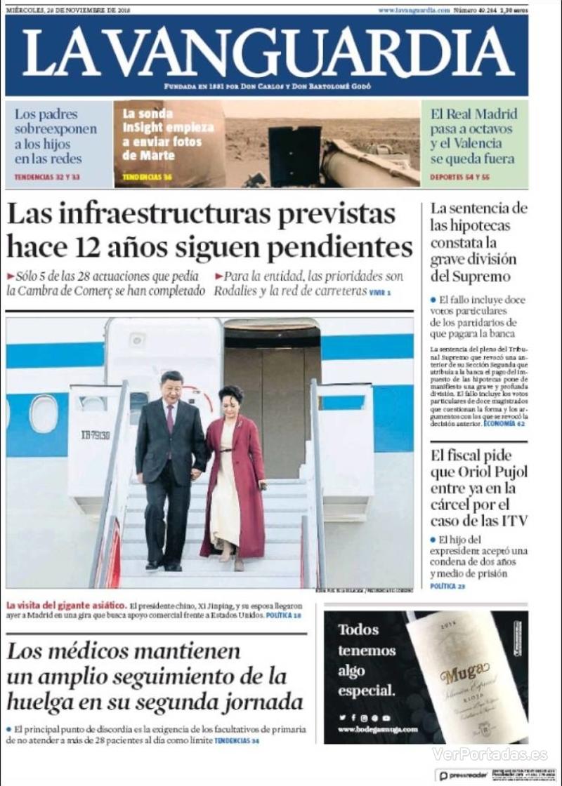 Portada La Vanguardia 2018-11-29