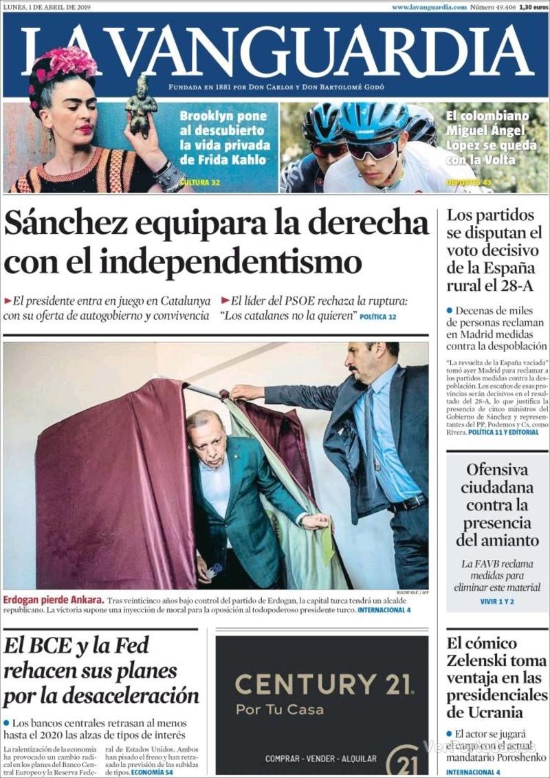 Portada La Vanguardia 2019-04-02