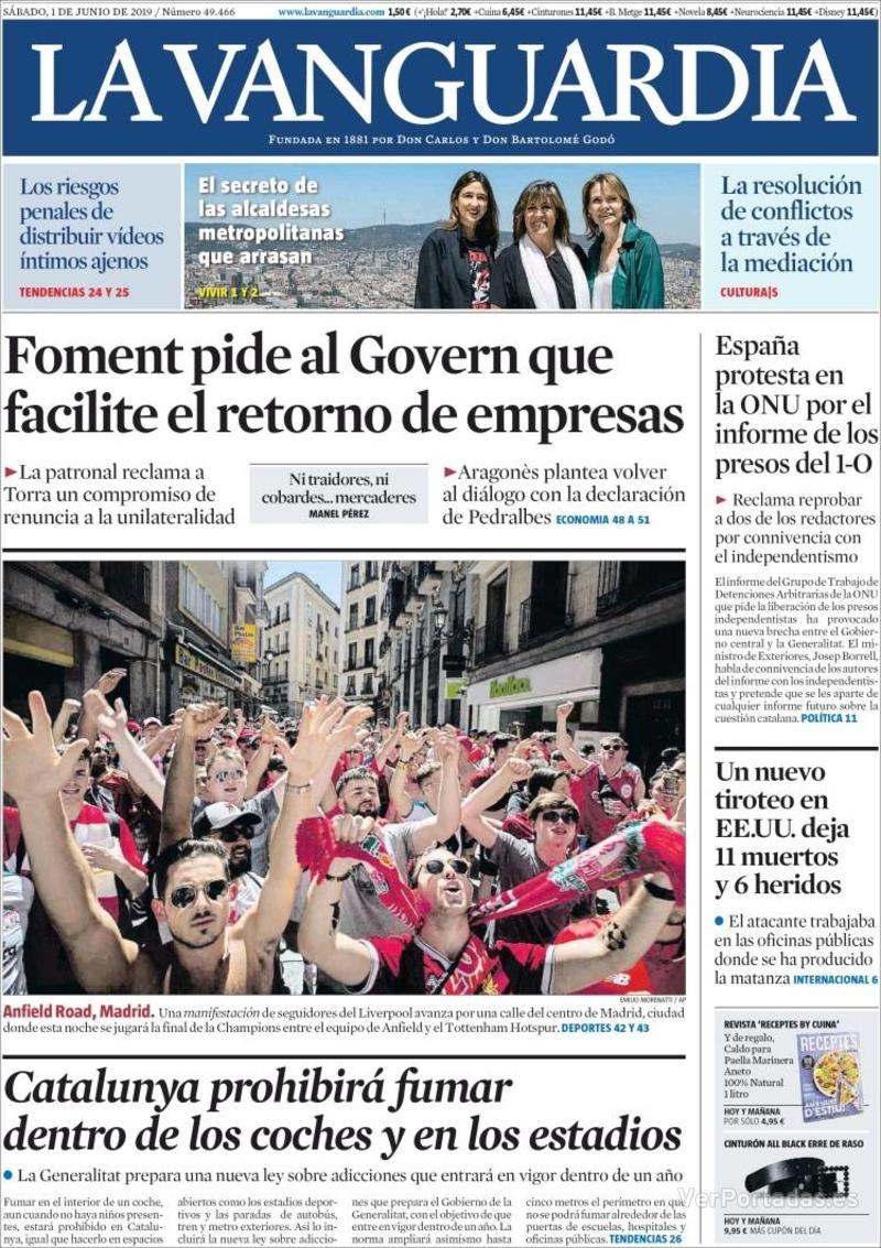 Portada La Vanguardia 2019-06-02