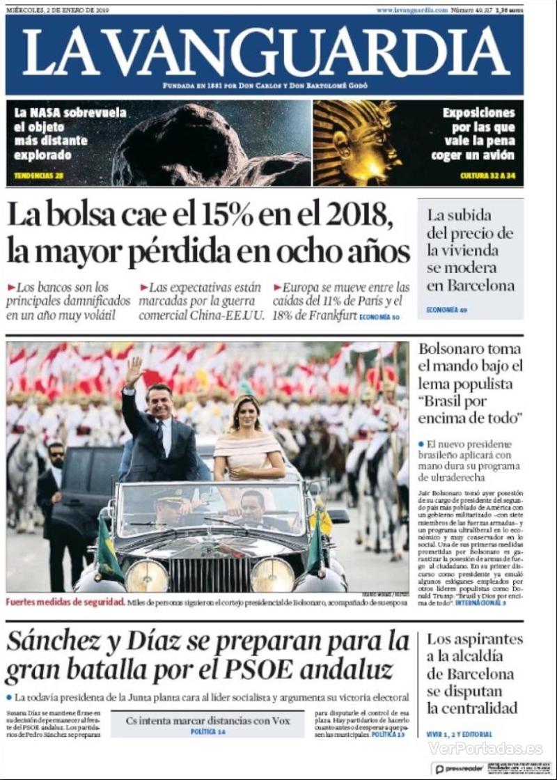Portada La Vanguardia 2019-01-03