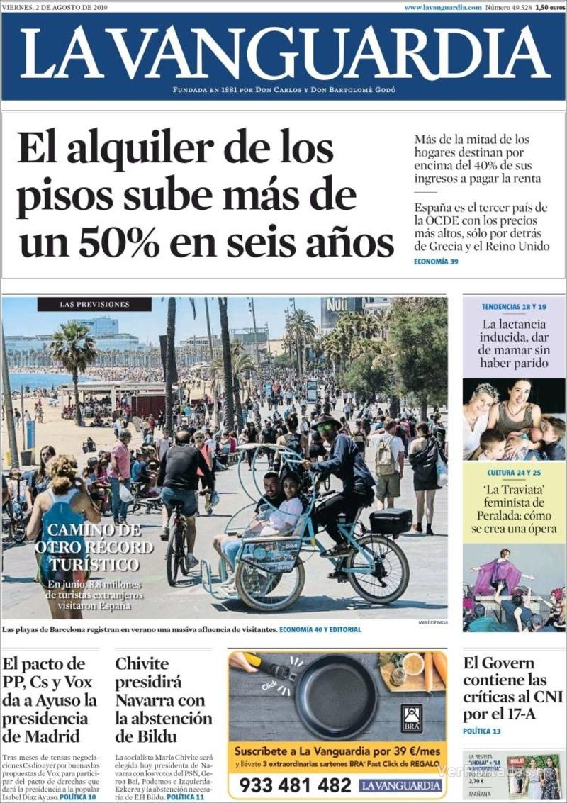 Portada La Vanguardia 2019-08-03