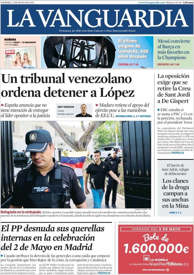 Portada La Vanguardia 2019-05-04