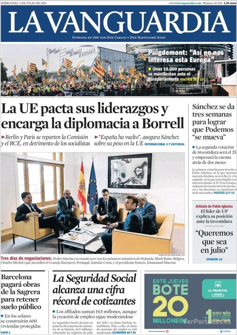 Portada La Vanguardia 2019-07-04