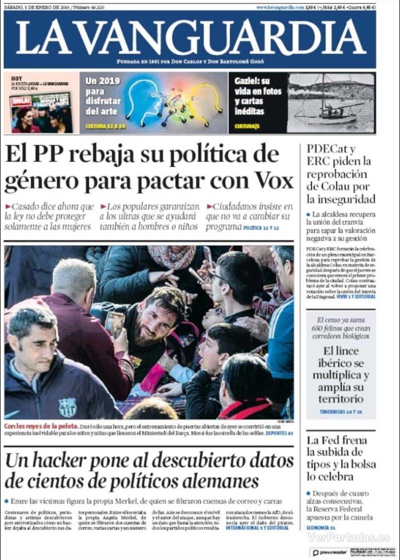 Portada La Vanguardia 2019-01-06