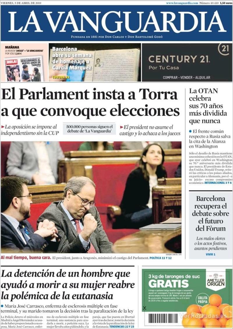 Portada La Vanguardia 2019-04-06