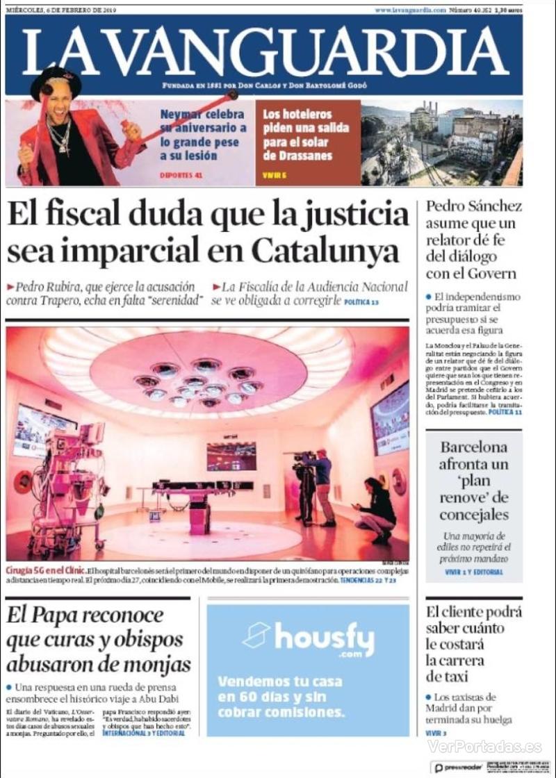 Portada La Vanguardia 2019-02-07