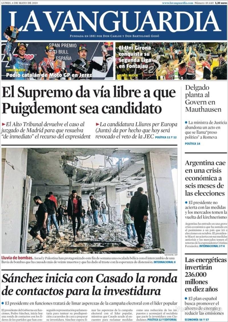 Portada La Vanguardia 2019-05-07