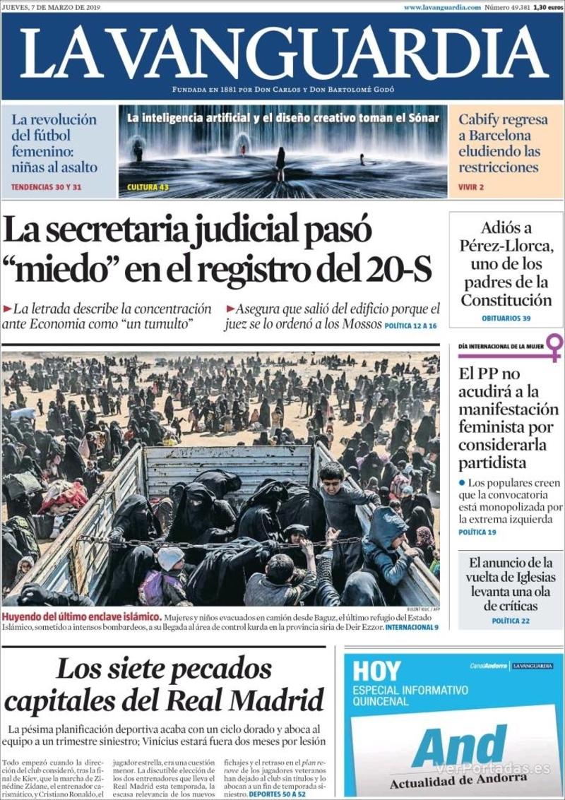 Portada La Vanguardia 2019-03-08