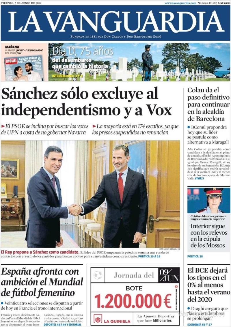 Portada La Vanguardia 2019-06-08