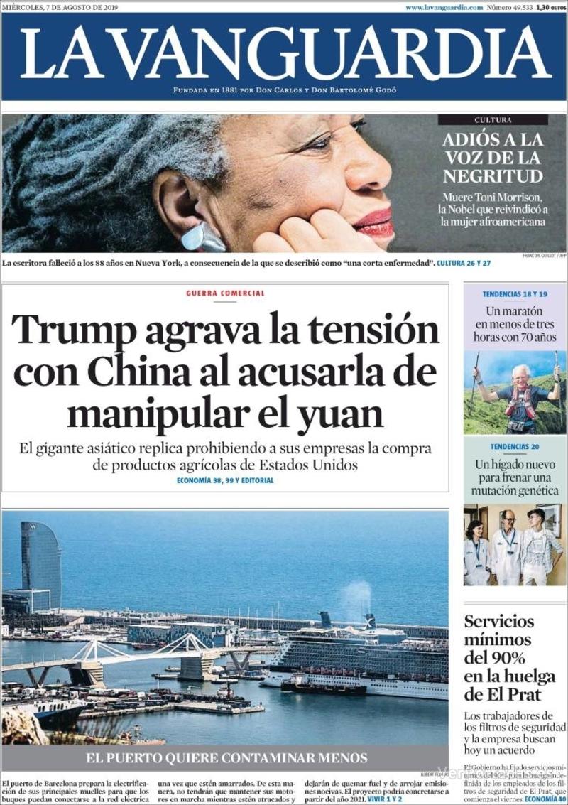 Portada La Vanguardia 2019-08-08