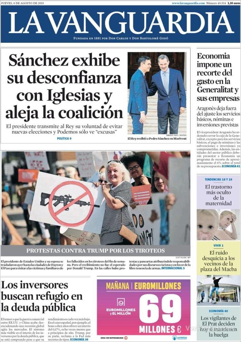 Portada La Vanguardia 2019-08-09