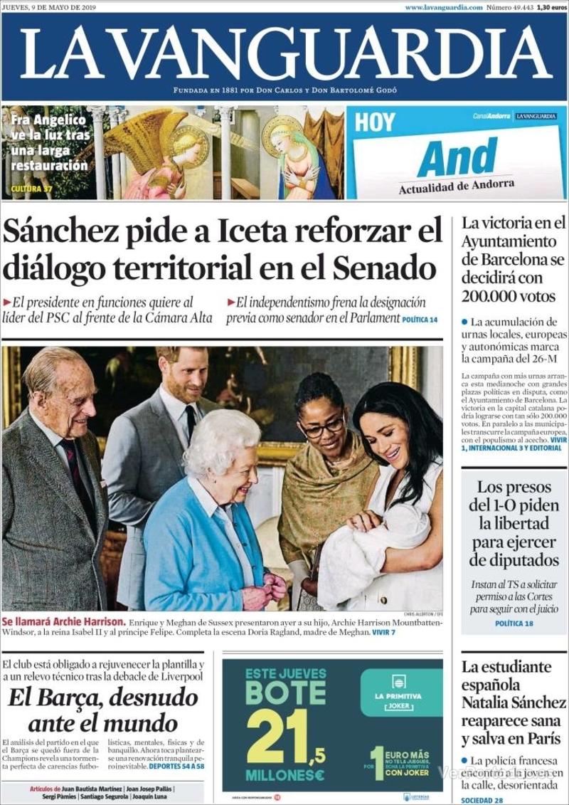 Portada La Vanguardia 2019-05-10