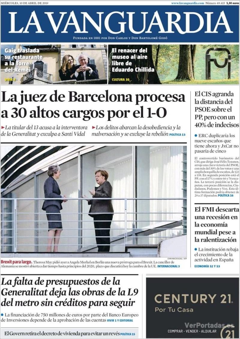 Portada La Vanguardia 2019-04-11