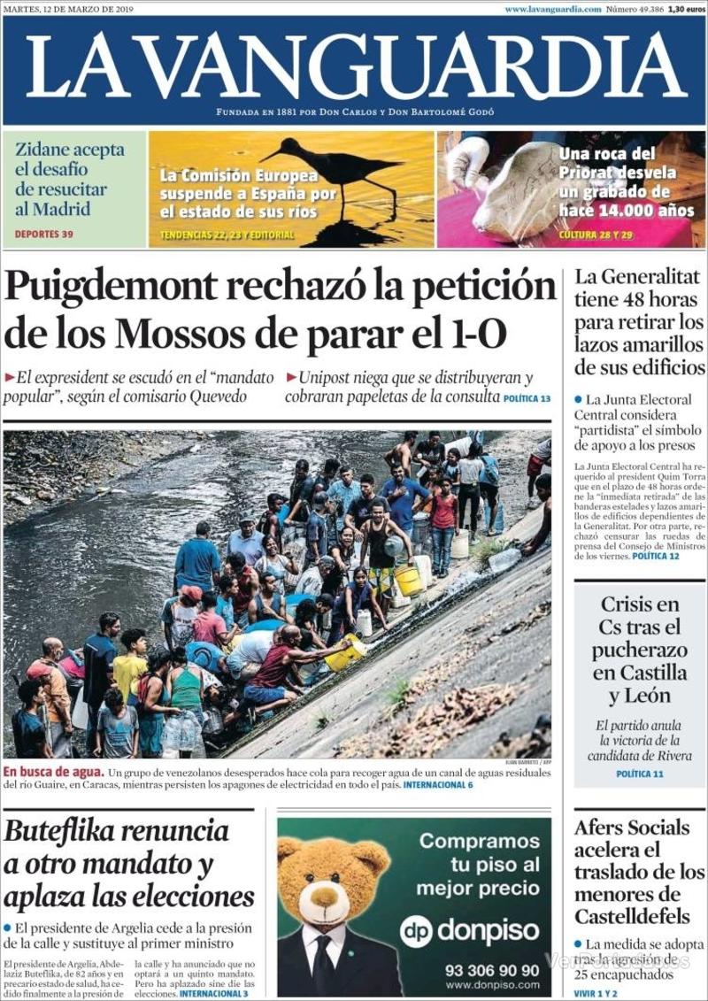 Portada La Vanguardia 2019-03-13
