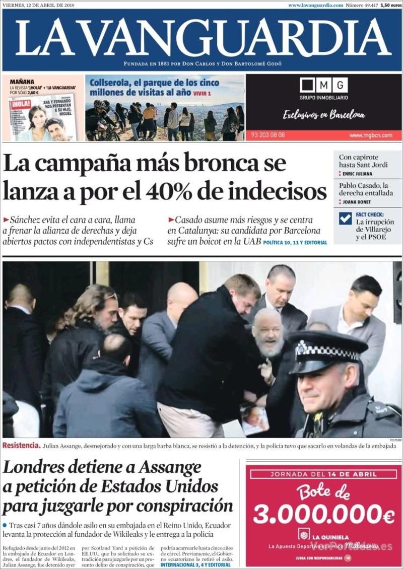 Portada La Vanguardia 2019-04-13
