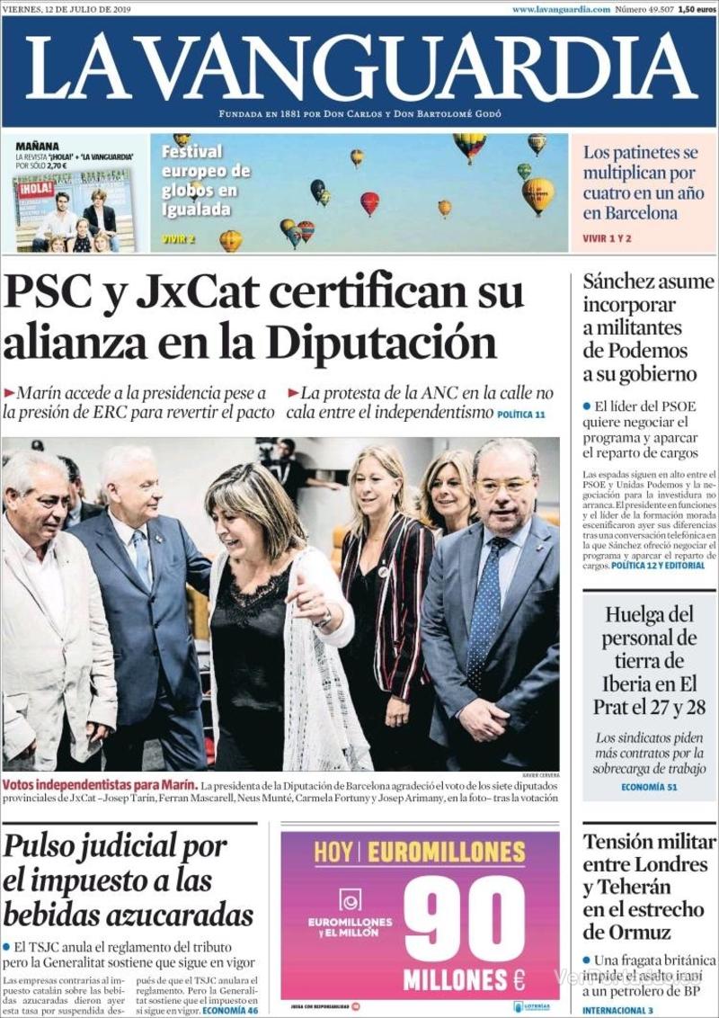 Portada La Vanguardia 2019-07-13