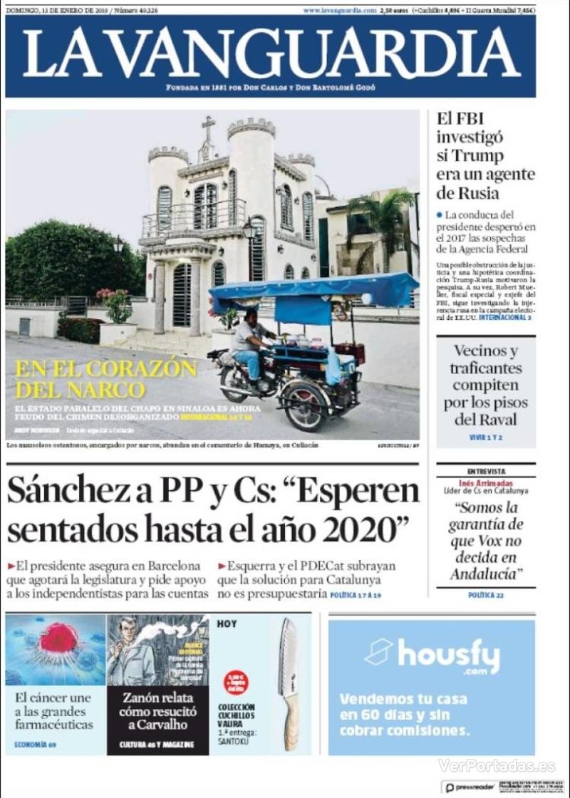 Portada La Vanguardia 2019-01-14