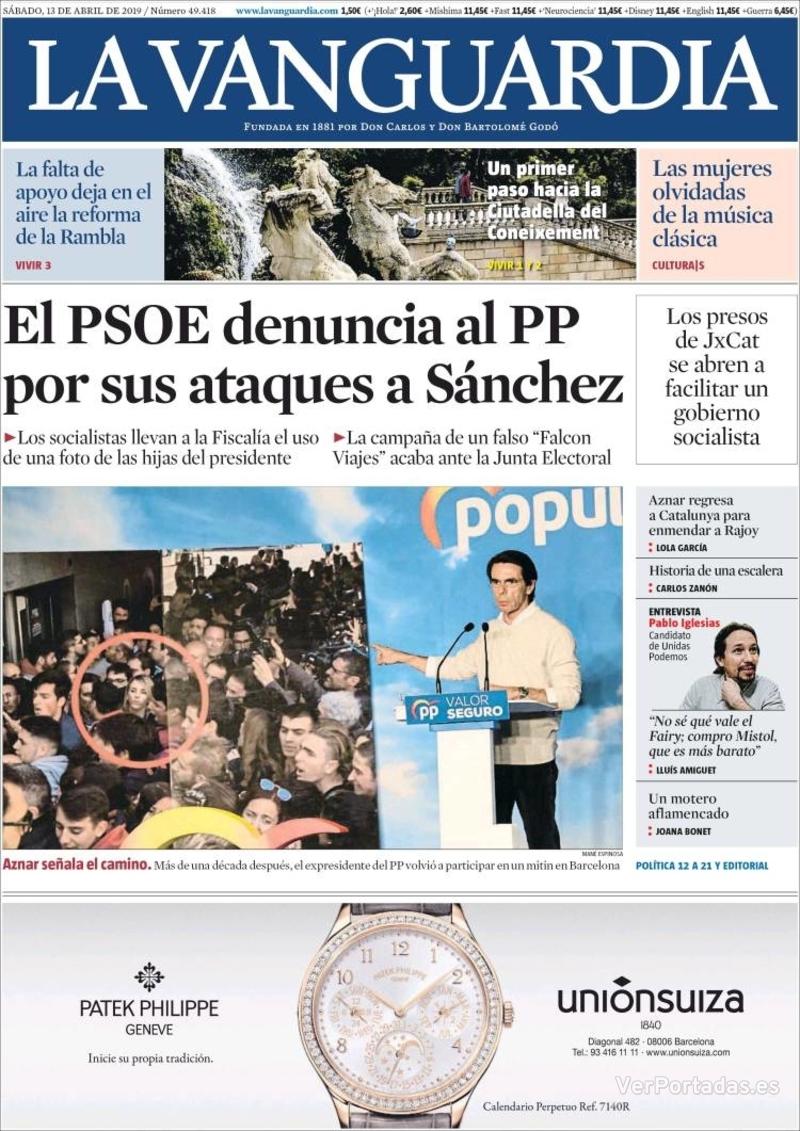 Portada La Vanguardia 2019-04-14