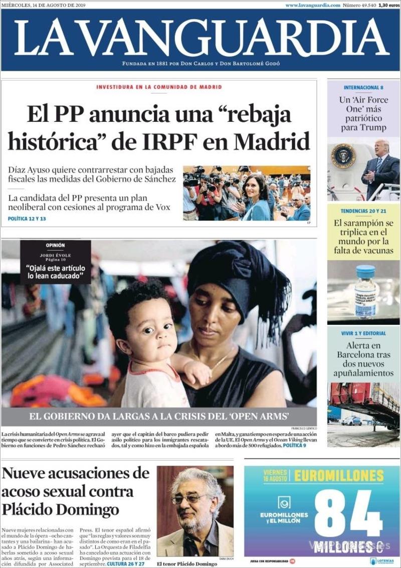 Portada La Vanguardia 2019-08-15