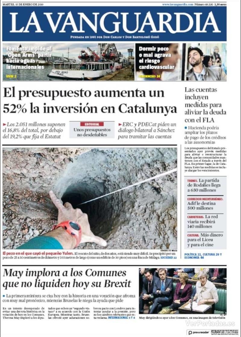 Portada La Vanguardia 2019-01-16