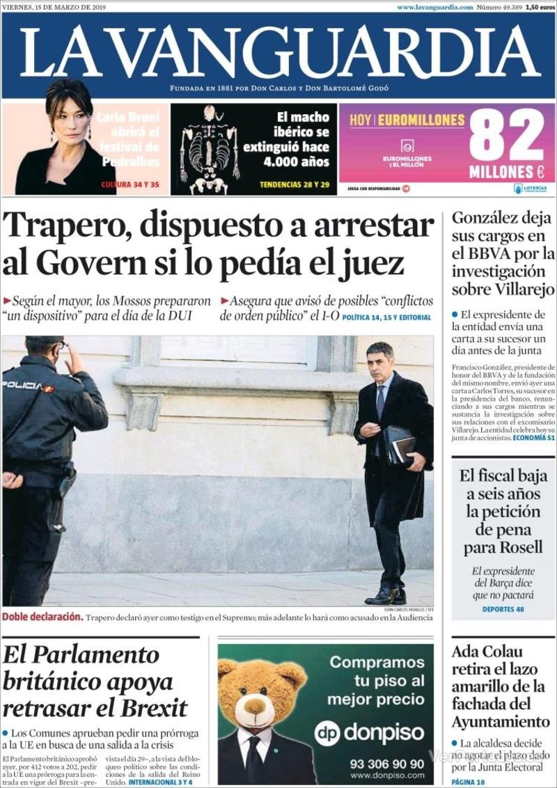 Portada La Vanguardia 2019-03-16