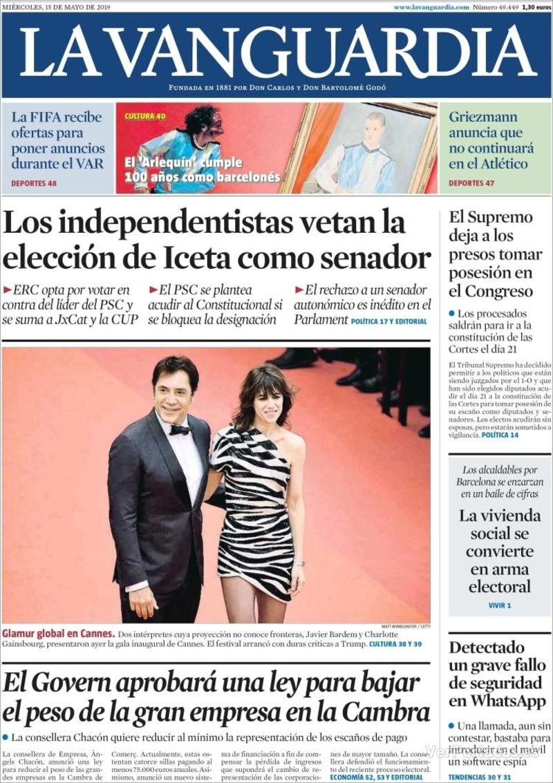 Portada La Vanguardia 2019-05-16