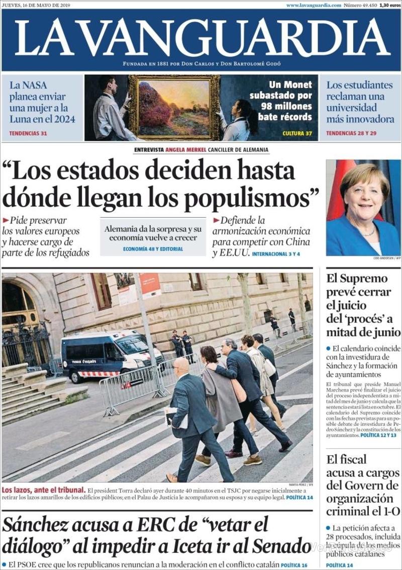Portada La Vanguardia 2019-05-17
