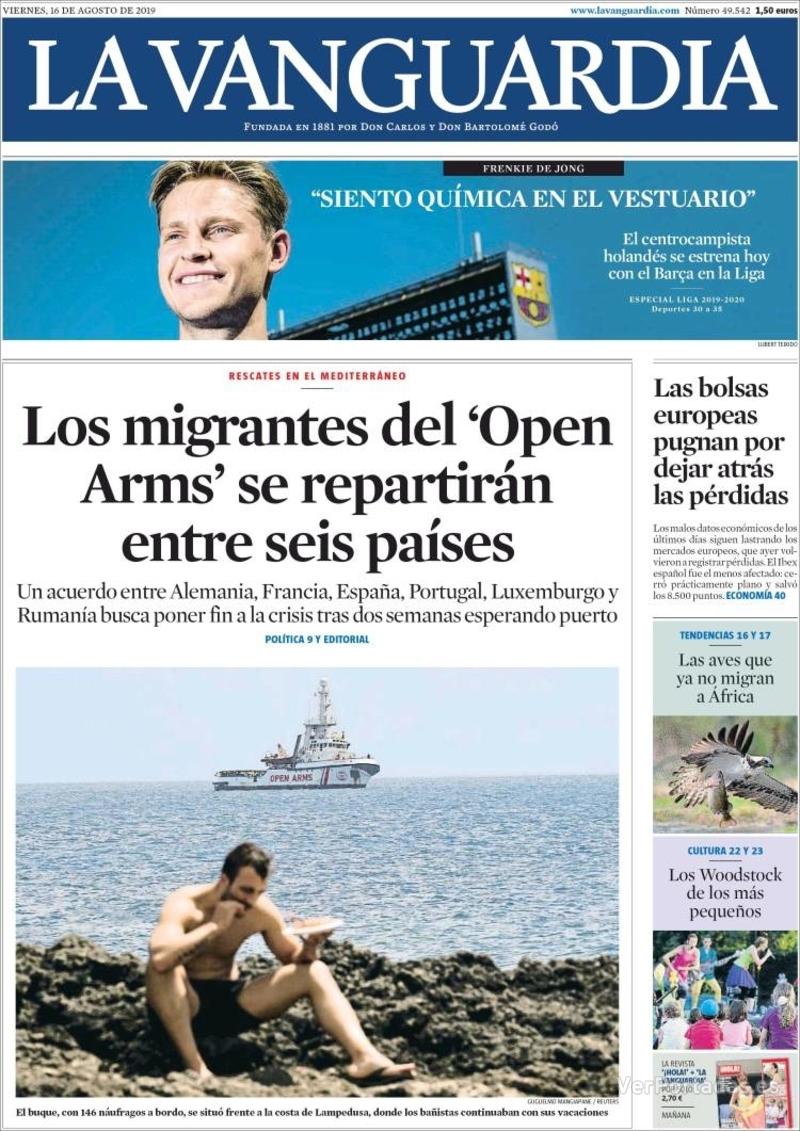 Portada La Vanguardia 2019-08-17