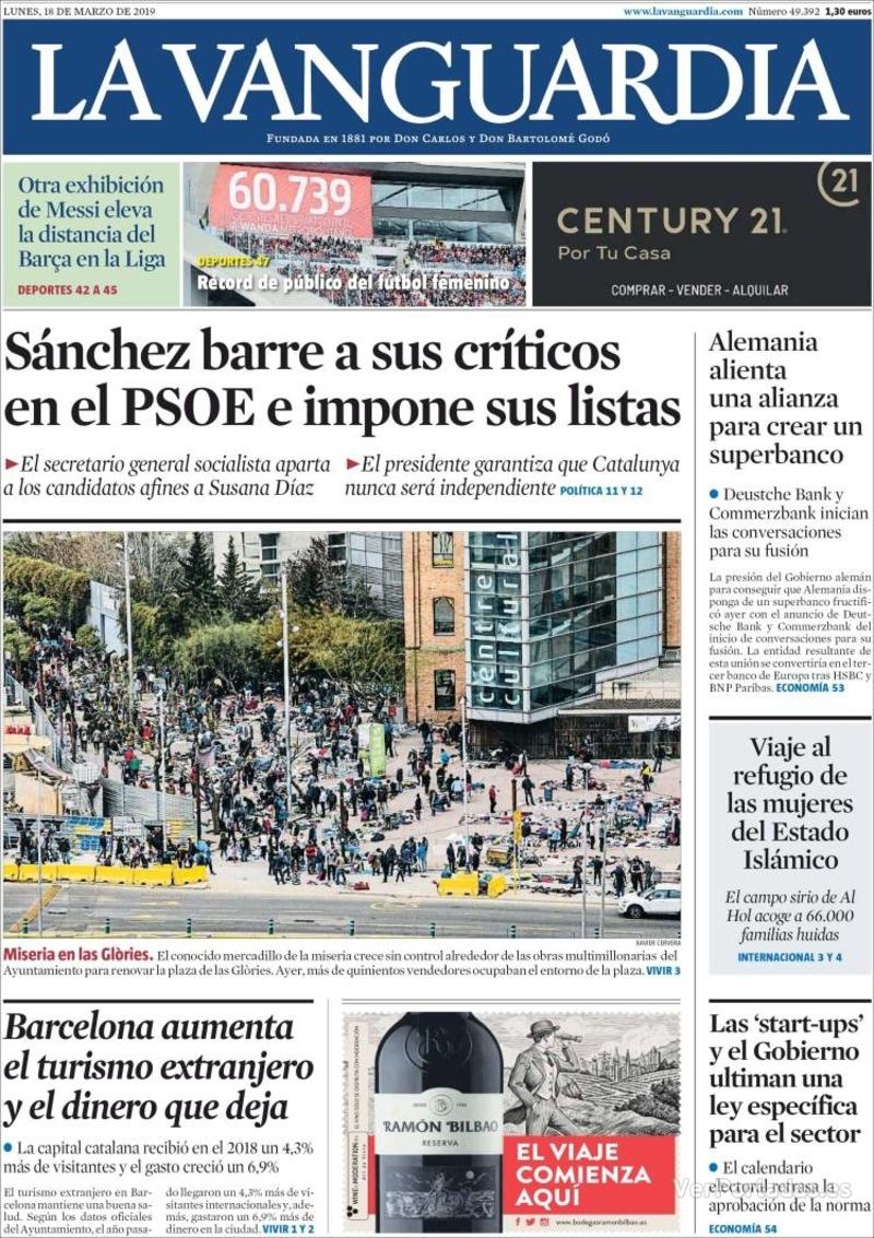 Portada La Vanguardia 2019-03-19