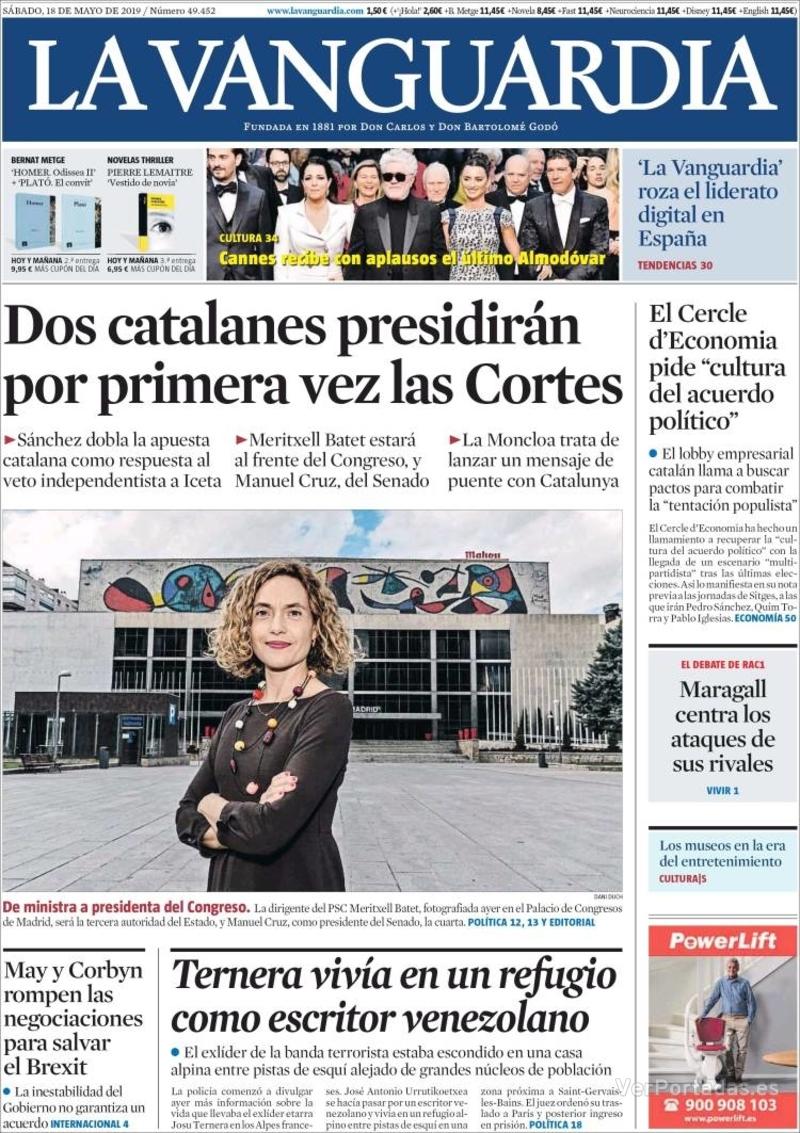 Portada La Vanguardia 2019-05-19
