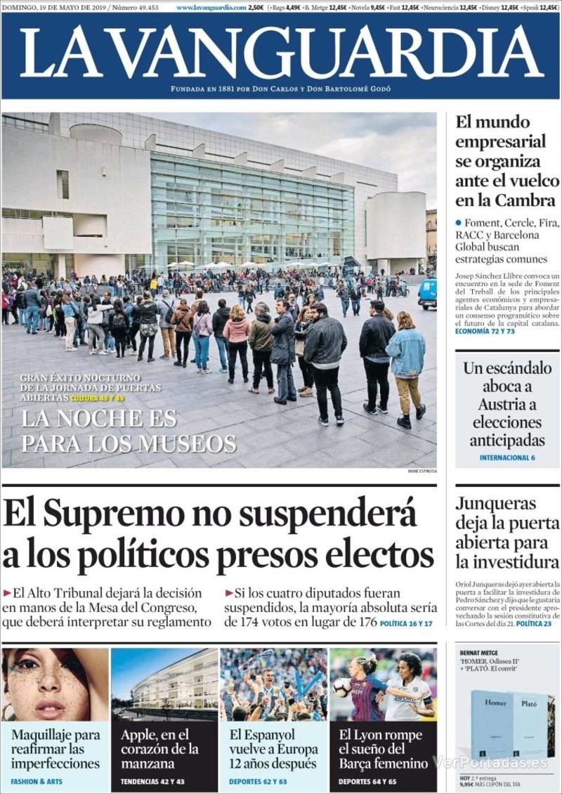 Portada La Vanguardia 2019-05-20