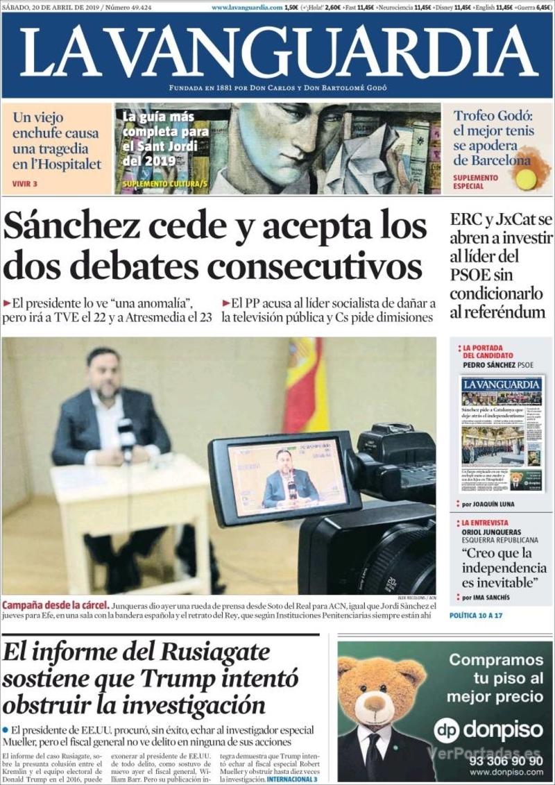 Portada La Vanguardia 2019-04-21